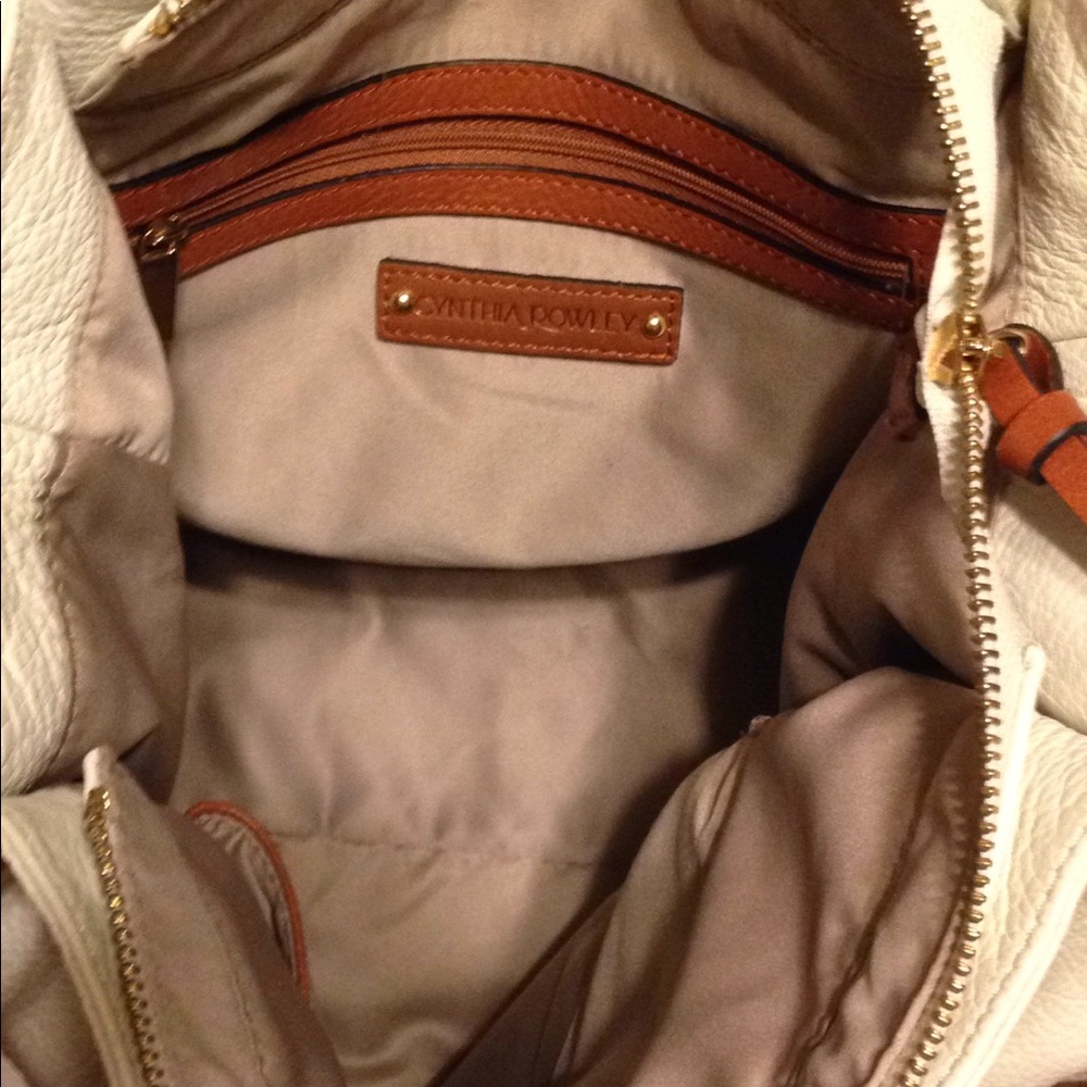 Cynthia Rowley White and Camel Leather Handbag - Picture 4 of 7